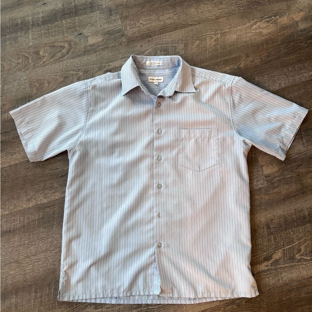 Michael Brandon Light Blue Striped Button Down Shirt - Large